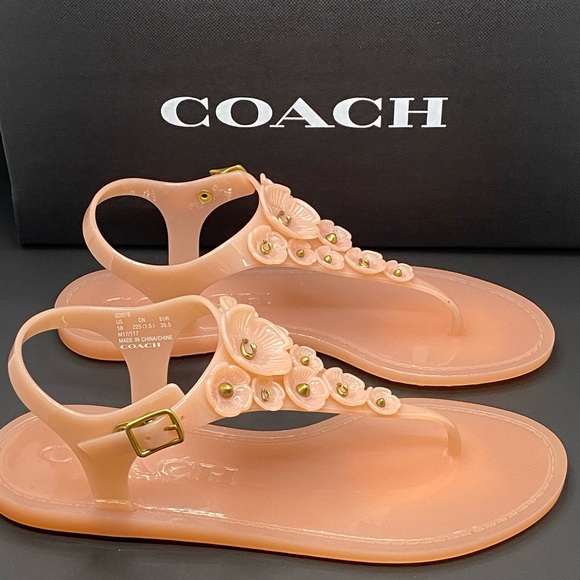 coach tea rose jelly sandals